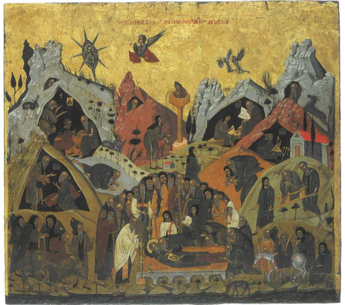The Dormition of Sabbas the Sanctified, 1656, Filotheos Skoufos
