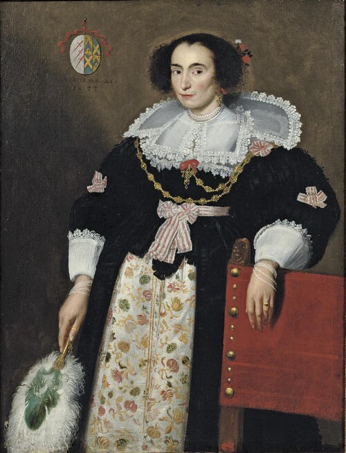 Portrait of Anna van den Bogaerde (1606/1607 - 1641), 1633, Pieter Dubordieu