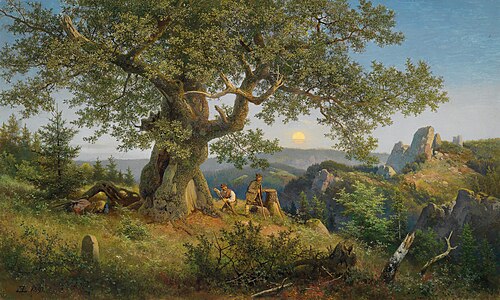 Smugglers Beneath an Old Oak as the Moon Rises, 1897, Eduard Leonhardi