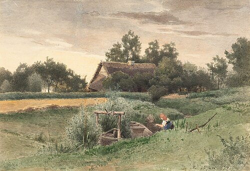 Landscape with watermill and staffage, 1874, Eduard Leonhardi