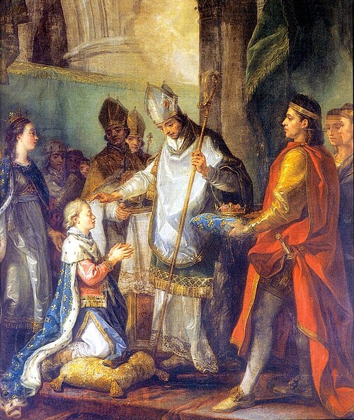 Saint Louis, âgé de douze ans, présenté par la Reine Blanche, sa mère, pour être sacré, 1773, Charles Amédée Philippe van Loo