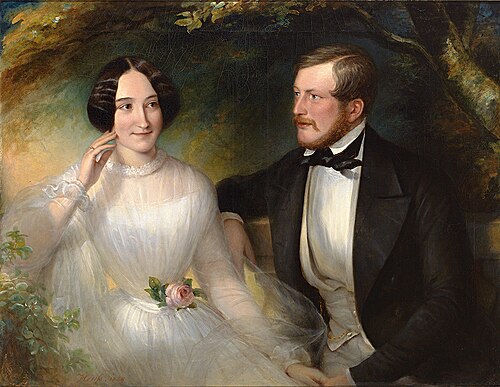 Portrait und Brautbild von Eugen und Francisca Kraetzer-Roeder, 1848, Eduard von Heuss