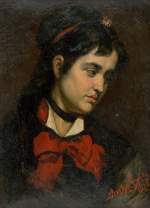 Head of a Girl with Red Scarf, 1876, Július Štetka