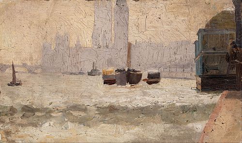 Fog, Thames Embankment, 1884, Tom Roberts