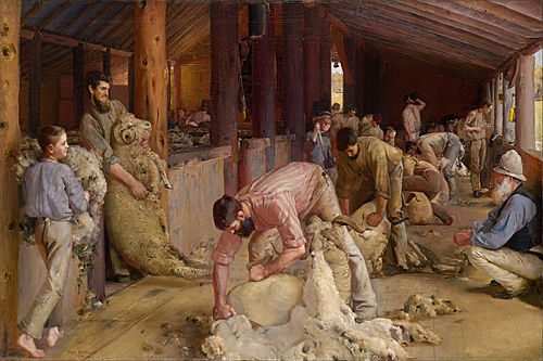 Shearing the Rams, 1890, Tom Roberts