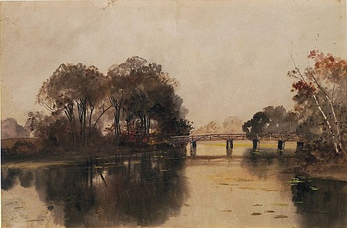 Untitled (Landscape with Bridge), , Edward Mitchell Bannister