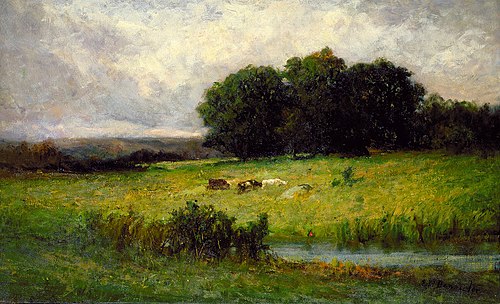 Bright Scene of Cattle near Stream, 1864, Edward Mitchell Bannister