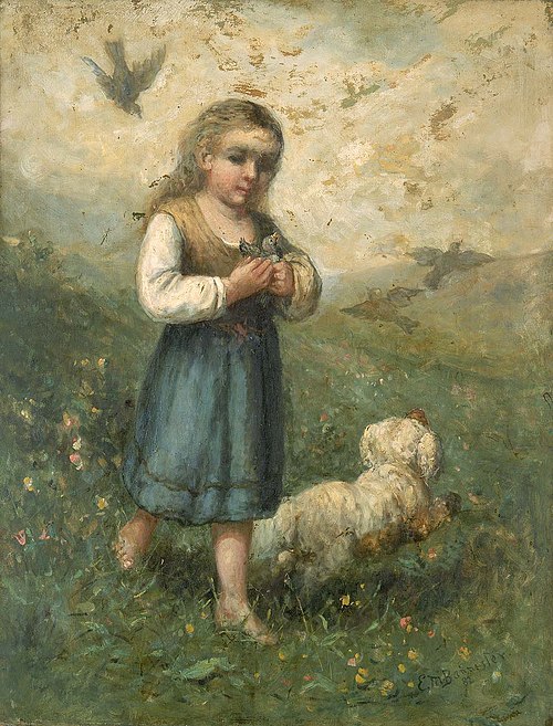 Child with Birds and Dog, 1882, Edward Mitchell Bannister