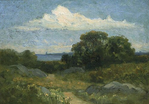 Landscape (trees and rocks by lake), 1864, Edward Mitchell Bannister
