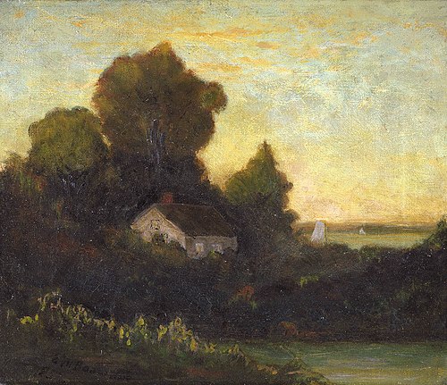 Untitled (house in woods near lake), 1895, Edward Mitchell Bannister