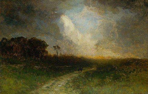 Untitled (landscape, man on horse), 1884, Edward Mitchell Bannister