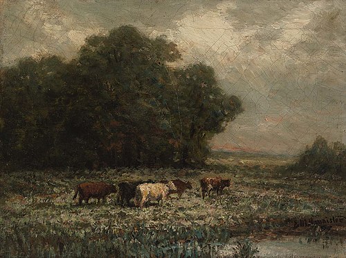 Untitled (landscape with cattle grazing), 1897, Edward Mitchell Bannister