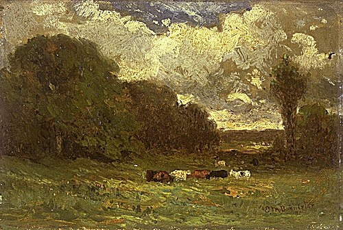 Untitled (landscape with cows and trees), 1881, Edward Mitchell Bannister