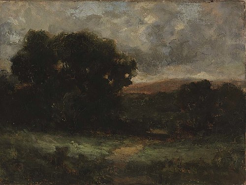 Untitled (landscape with meadow and trees), 1864, Edward Mitchell Bannister