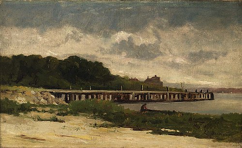 Untitled (landscape with pier), 1864, Edward Mitchell Bannister