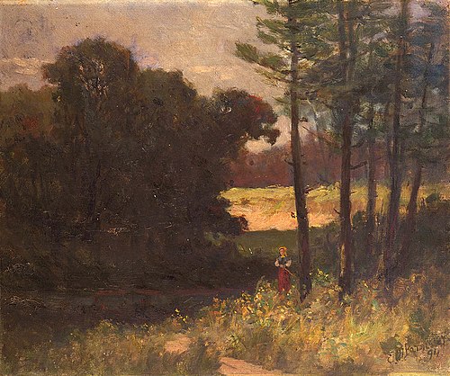 Untitled (landscape with trees and woman), 1894, Edward Mitchell Bannister