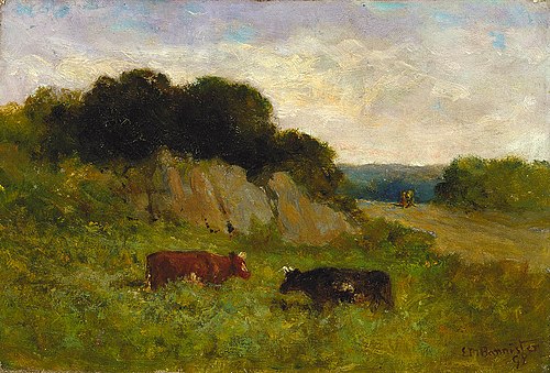 Untitled (landscape with two cows), 1898, Edward Mitchell Bannister