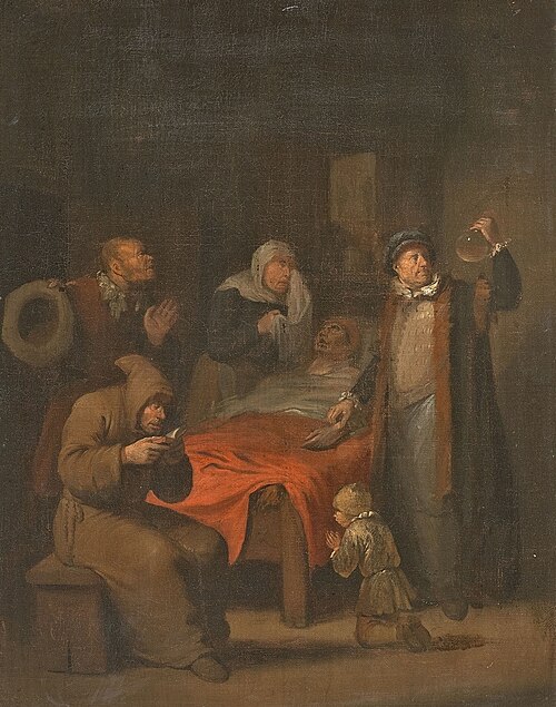 Der Arzt am Krankenbett, 1744, Egbert van Heemskerck