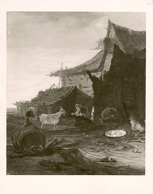 Cour de ferme avec une chèvre, 1645, Egbert van der Poel