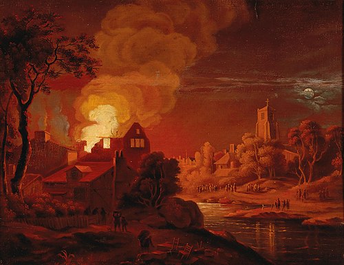 A nocturnal fire, 1664, Egbert van der Poel