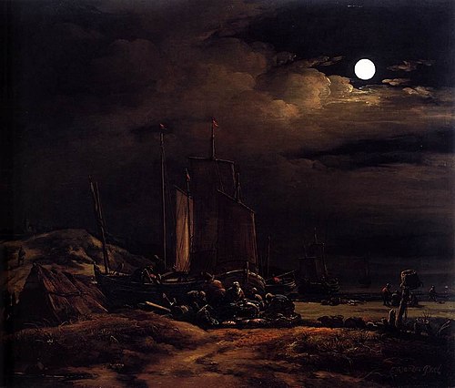 Seashore by Moonlight, 1660, Egbert van der Poel