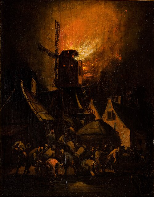 Windmill Fire, 1650, Egbert van der Poel