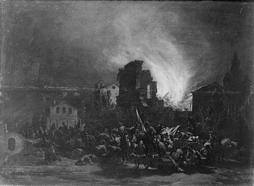 Nocturnal Fire and Looting in a Town, 1661, Egbert van der Poel