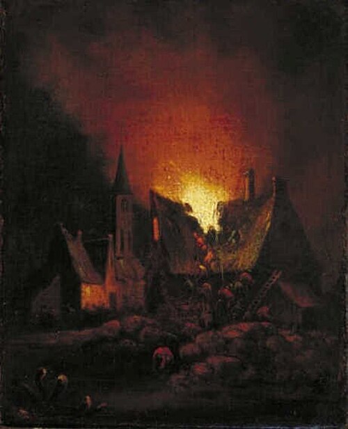 Village Fire, 1650, Egbert van der Poel