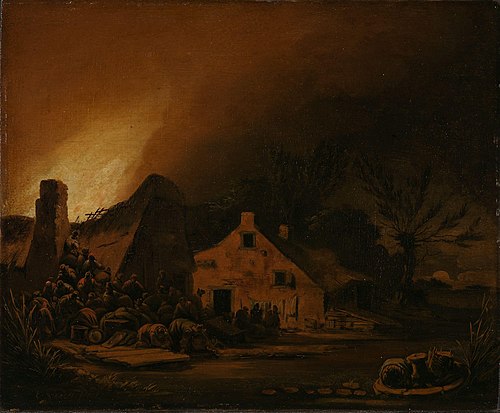 Fire in a Farmhouse, 1652, Egbert van der Poel