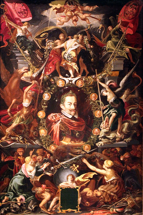 Allegory on the reign of Emperor Matthias (1557-1619), 1614, Egidius Sadeler