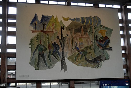 Wandbilder für Innsbrucker Bahnhof von Max Weiler, 1954, Max Weiler
