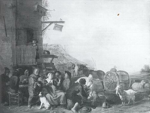 Drinking Company outside a Tavern, 1651, Cornelis Saftleven