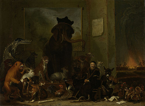 Satire on the trial of Johan van Oldenbarneveldt, 1663, Cornelis Saftleven