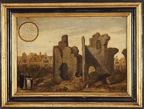 Ruïne van het in 1563 verbrande Dominicaner- of Predikherenklooster aan de Hoogstraat, 1657, Cornelis Saftleven