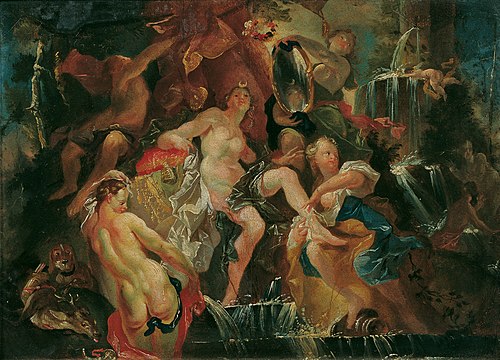 Das Bad der Diana (Rückseite: Die Erziehung des Bacchusknaben), 1759, Josef Winterhalder der Jüngere