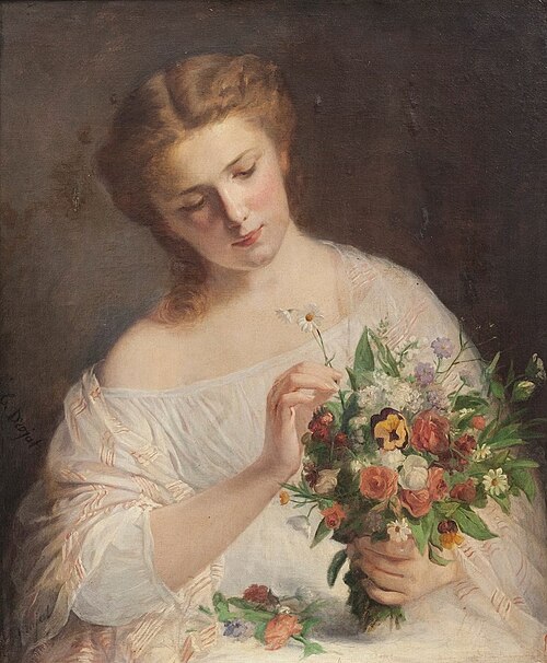 Jeune fille faisant un bouquet, 1867, Élisa Drojat