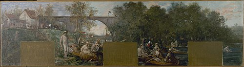 Esquisse pour la mairie de Nogent-sur-Marne : Canotiers sur la Marne, 1889, François Lafon