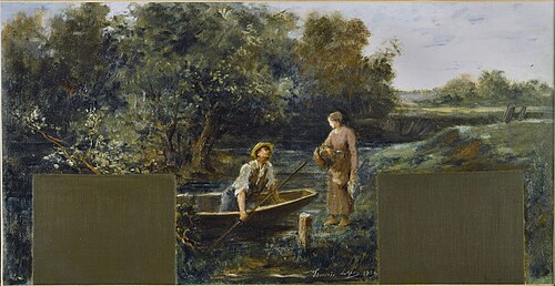 Esquisse pour la mairie de Nogent-sur-Marne : Idylle au bord de l'eau, 1889, François Lafon