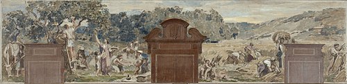 Esquisse pour la salle des fêtes de la mairie de Pantin : La cueillette. La moisson, 1886, François Lafon