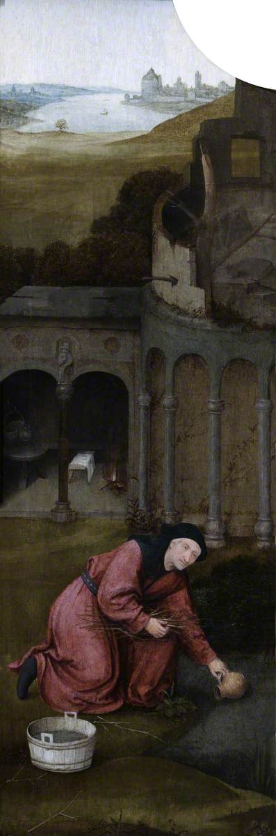 Saint Joseph Gathering Firewood (triptych, inside of left wing), 1500, Jérôme Bosch