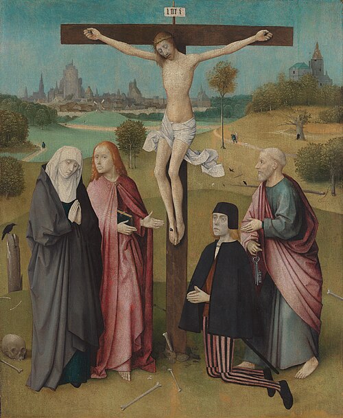 Crucifixion avec un donateur, 1485, Jérôme Bosch