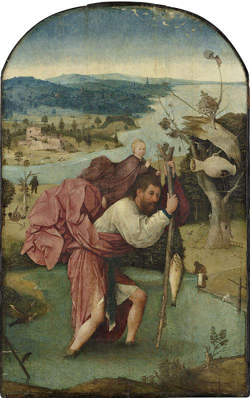 Saint Christopher Carrying the Christ Child, 1500, Hieronymus Bosch