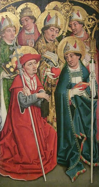 Sept dignitaires ecclésiastiques, 1480, Maître des études de draperies