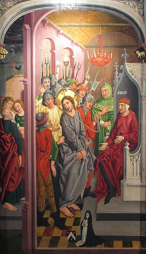 Christ before Annas, 1485, Maître des études de draperies
