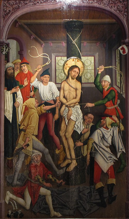 Flagellation of Jesus, 1485, Maître des études de draperies