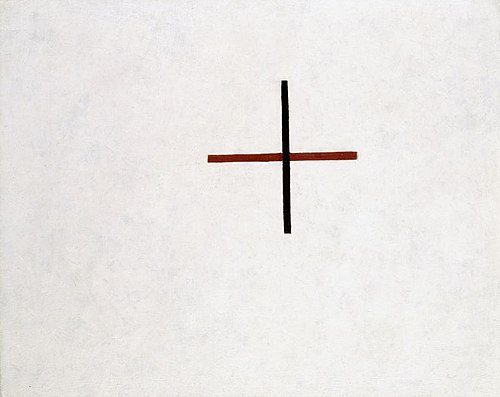 Suprematist Cross (Small Cross in Black over Red on White), 1920, Kasimir Malevitch