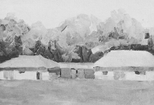 Paysage avec maisons paysannes, 1920, Kasimir Malevitch