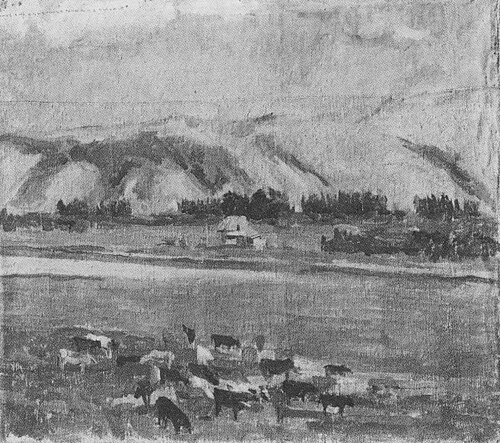 Paysage avec troupeau de vaches et rivière, 1930, Kasimir Malevitch