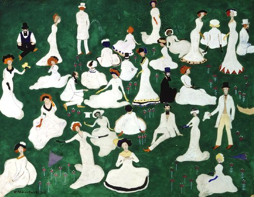 Repos. Société avec des chapeaux hauts de forme, 1908, Kasimir Malevitch