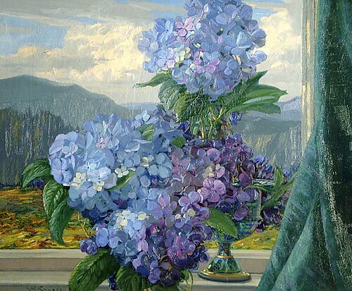From a Lakeland Window - Hydrangeas, 1948, Augustus Enness